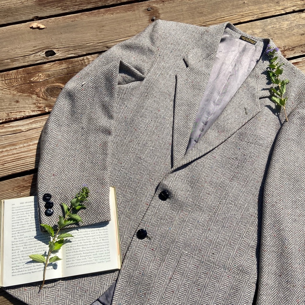 Vintage | Oversized Herringbone Tweed Wool Jacket